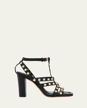 Ulla Johnson Bijou Studded Caged Block-Heel Sandals - White