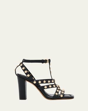 Ulla Johnson Bijou Studded Caged Block-Heel Sandals - White