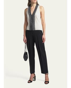Giorgio Armani Metallic-Front Boucle Knit Tank Top - Natural