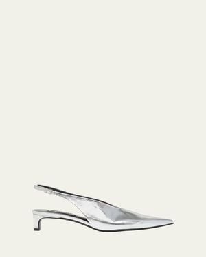 Jil Sander Metallic Slingback Ballerina Pumps - Natural
