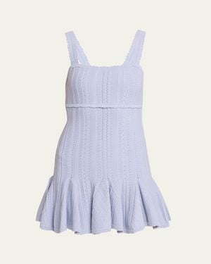 LoveShackFancy Tabatha Pointelle Knit Mini Dress - Purple