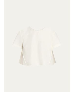 Heirlome Mariel Wool-Silk Faille Full Crop Top - Natural