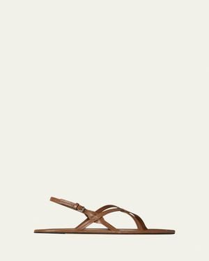 The Row Malick Strappy Leather Sandals - Natural