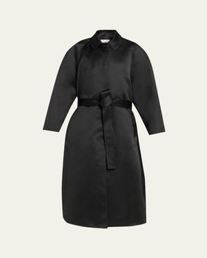 FFORME Koharu Duchesse Satin Oversized Coat - Black