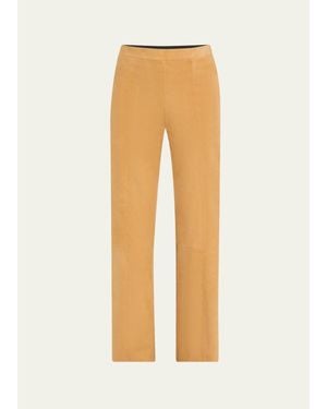 SPRWMN Suede Ankle Flare Pants With Princess Seaming - Natural