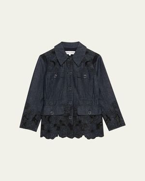 Veronica Beard Kiki Embroidered Chambray Jacket - Blue