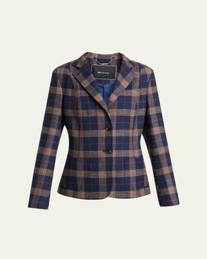 Kiton Plaid Single-Breasted Blazer - Blue