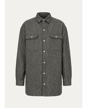 Rick Owens Wool-Blend Tweed Oversized Outershirt - Gray