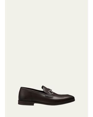Stuart Weitzman Simon Leather Twist Bit Loafers - White