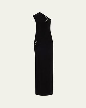 GRACE LING One-Shoulder Claw Slit Gown - Black