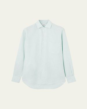 Loro Piana Andre Long-Sleeve Linen Shirt - Blue