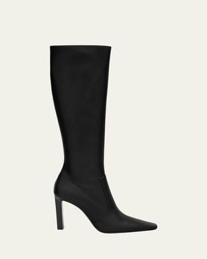 Saint Laurent Francoise Leather Knee-High Boots - Black