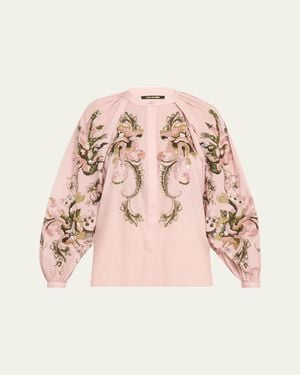 Kobi Halperin Heidi Sequin Floral-Print Blouse - Pink