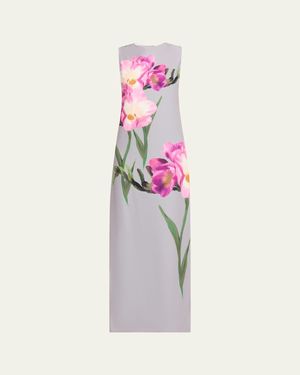 Teri Jon Sleeveless Floral-Print Scuba Column Gown - Pink