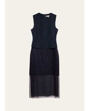 Jason Wu Cady Layered Sleeveless Midi Cocktail Dress - Blue