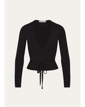 ÉTERNE Jersey Wrap Top - Blue