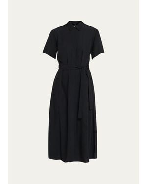 Theory Belted Twill Midi Shirtdress - Black