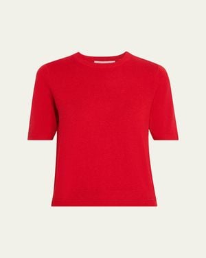 Maria McManus Cashmere-Cotton Knit Crewneck T-Shirt - Red
