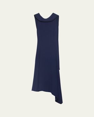 Prada Neck-Scarf Backless Cady Crepe Midi Dress - Blue