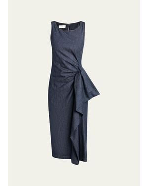 Dries Van Noten Dropps Denim Ruffle Sleeveless Midi Dress - Blue