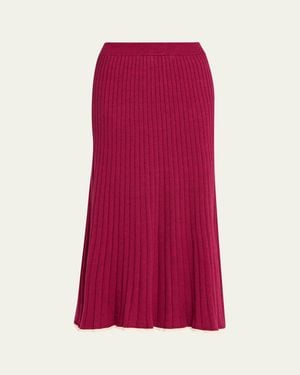 Anna Quan Felicia Rib-Knit Midi Skirt - Red