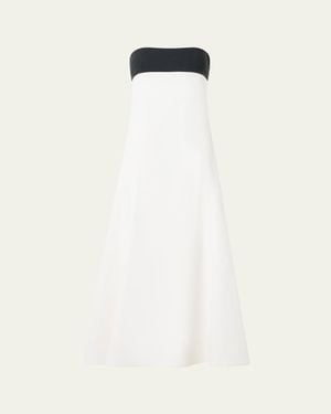 Akris Strapless Denim A-Line Ankle Dress - White