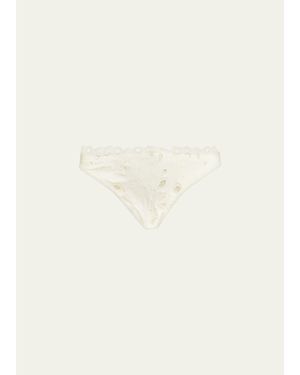 Jonathan Simkhai Gina Embroidered Bikini Bottoms - Natural