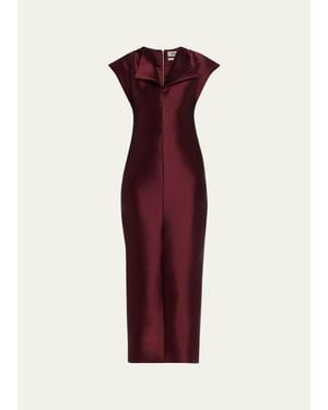 Christopher John Rogers Peel Cap-Sleeve Sheath Midi Dress - Red