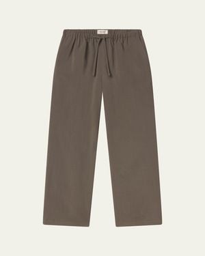 FRAME Wool Wide-Leg Drawstring Pants - Gray