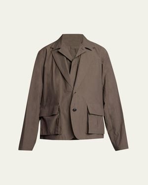 Sacai Cotton Layered Shirt Jacket - Brown