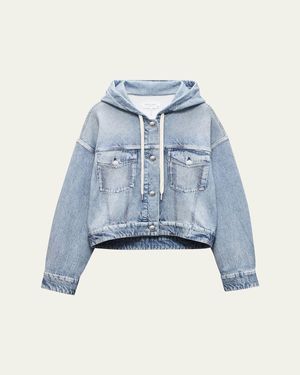 Rag & Bone Miramar Cotton-Terry Trucker Hoodie - Blue