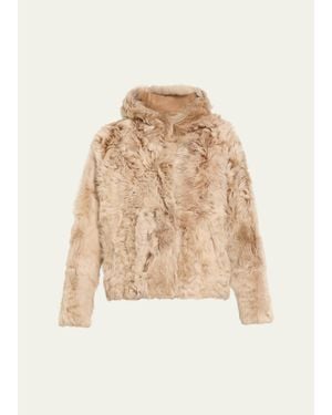 Yves Salomon Shearling Hoodie - Natural
