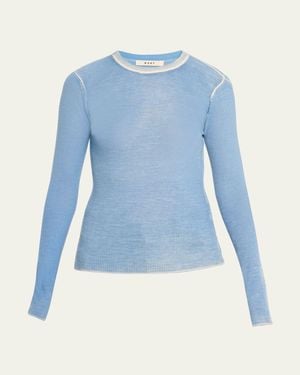 6397 Printed Long-Sleeve Crewneck Top - Blue
