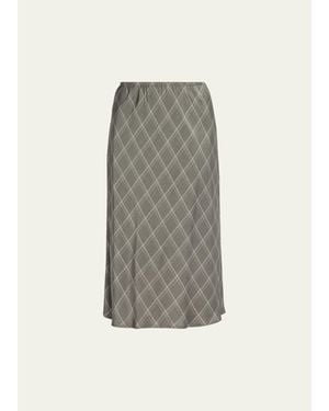 Vince Diamond Plaid Midi Skirt - Gray