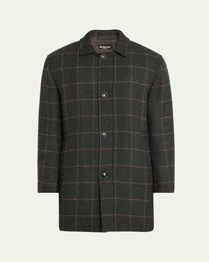 Kiton Loden Cashmere Windowpane Car Coat - Gray