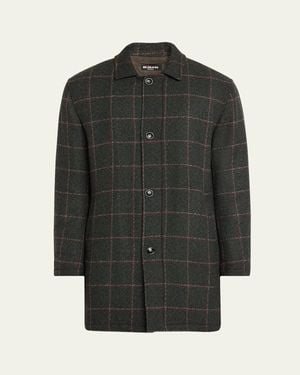 Kiton Loden Cashmere Windowpane Car Coat - Gray
