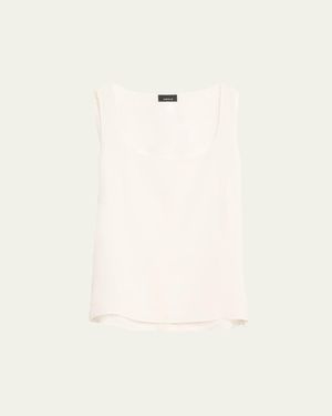 Akris Scoop-Neck Silk Georgette Tank Top - Natural