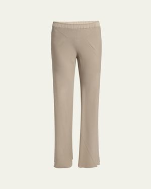 Giorgio Armani Triple Silk Georgette Flat Front Pants - Natural