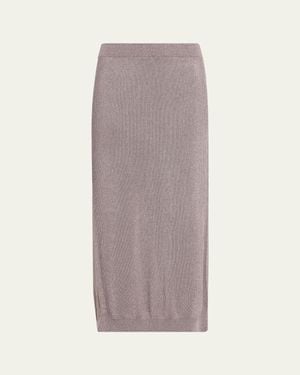 Brunello Cucinelli Sparkling Cotton Rib Maxi Skirt - Multicolor