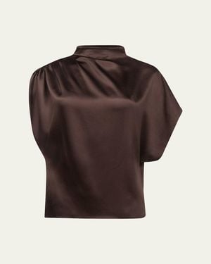 Twp Wish You Would Draped Silk Blouse - Brown