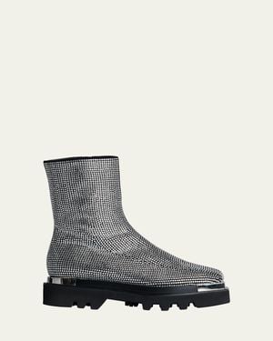 Peter Do Crystal Stud Zip Combat Boots - Gray