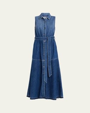 Kobi Halperin Addison Belted Ombre Cotton Denim Maxi Dress - Blue