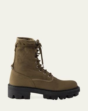 Prada Canvas Ankle Combat Boots - Brown
