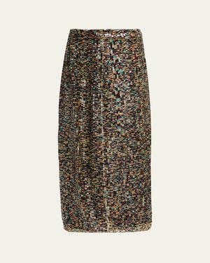 Twp Sylkie Sequined Midi Skirt - Brown