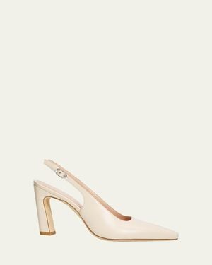 Stuart Weitzman 85Mm Stassi Leather Slingback Pumps - Natural