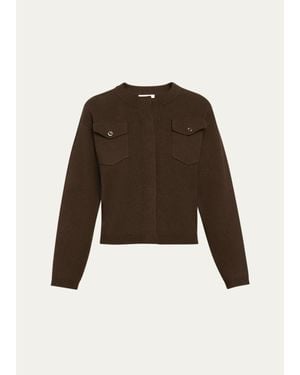 Vince Flap Pocket Wool-Blend Sweater Jacket - Natural