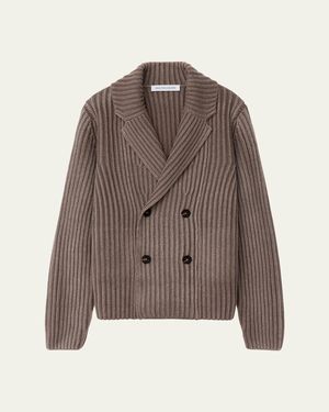 Iris Von Arnim Arvada Cashmere Rib Double-Breasted Cardigan - Brown
