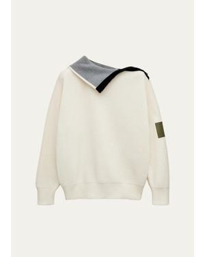 Loewe Cotton Zip-Front Sweater - Natural