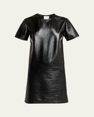 Courreges Shiny Vinyl Short-Sleeve Mini Dress - Black
