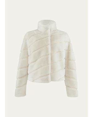 Gorski Diagonal Topstitched Merino Shearling Coat - White